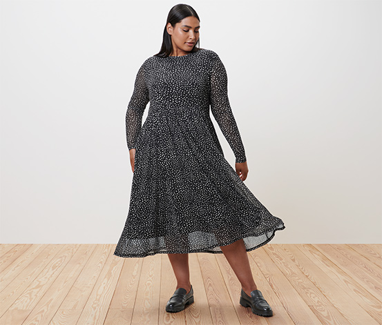 Gepunktetes Mesh-Kleid