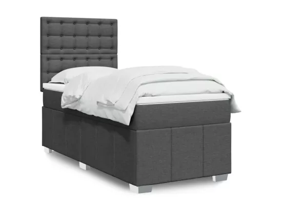 Sommier à lattes de lit et matelas Gris foncé 90x190 cm Tissu