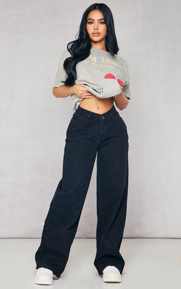 Noir Jean En Denim Petite Taille Haute Échancrée