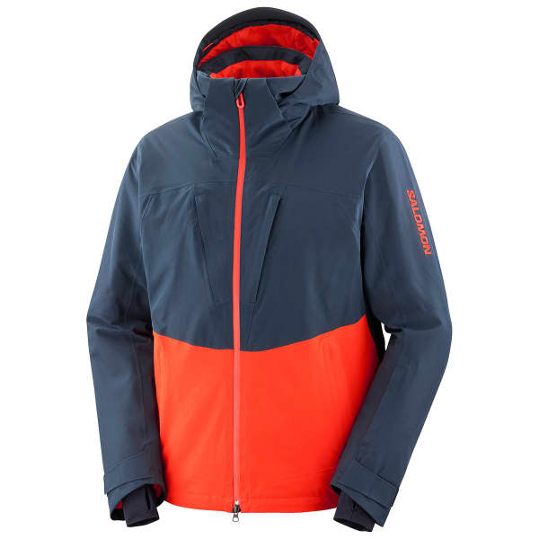 Veste de ski SALOMON HIGHLAND JACKET M CARBON/FIERY RED