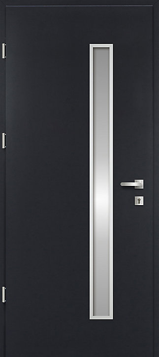 Porte d'entrée FORTIA acier gris RAL 7016 Pasni 96 x h.218 cm poussant droit