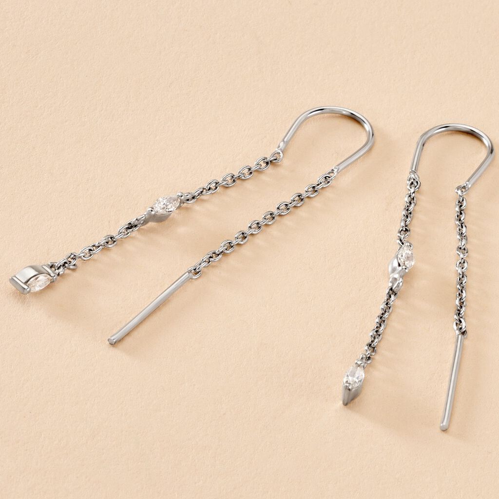 Boucles D'oreilles Pendantes Garsha Argent Blanc Oxyde De Zirconium