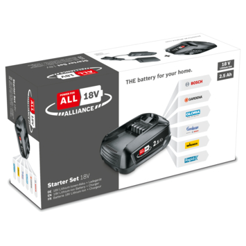 Bosch 18V accu 2,5Ah + lader voor het 'Power for All' accuplatform van Bosch, Gardena en o.a. Gloria