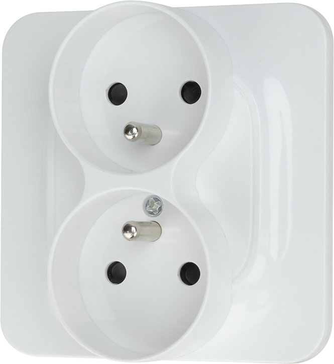 Prise double avec terre Jacobsen Kennet blanc complet