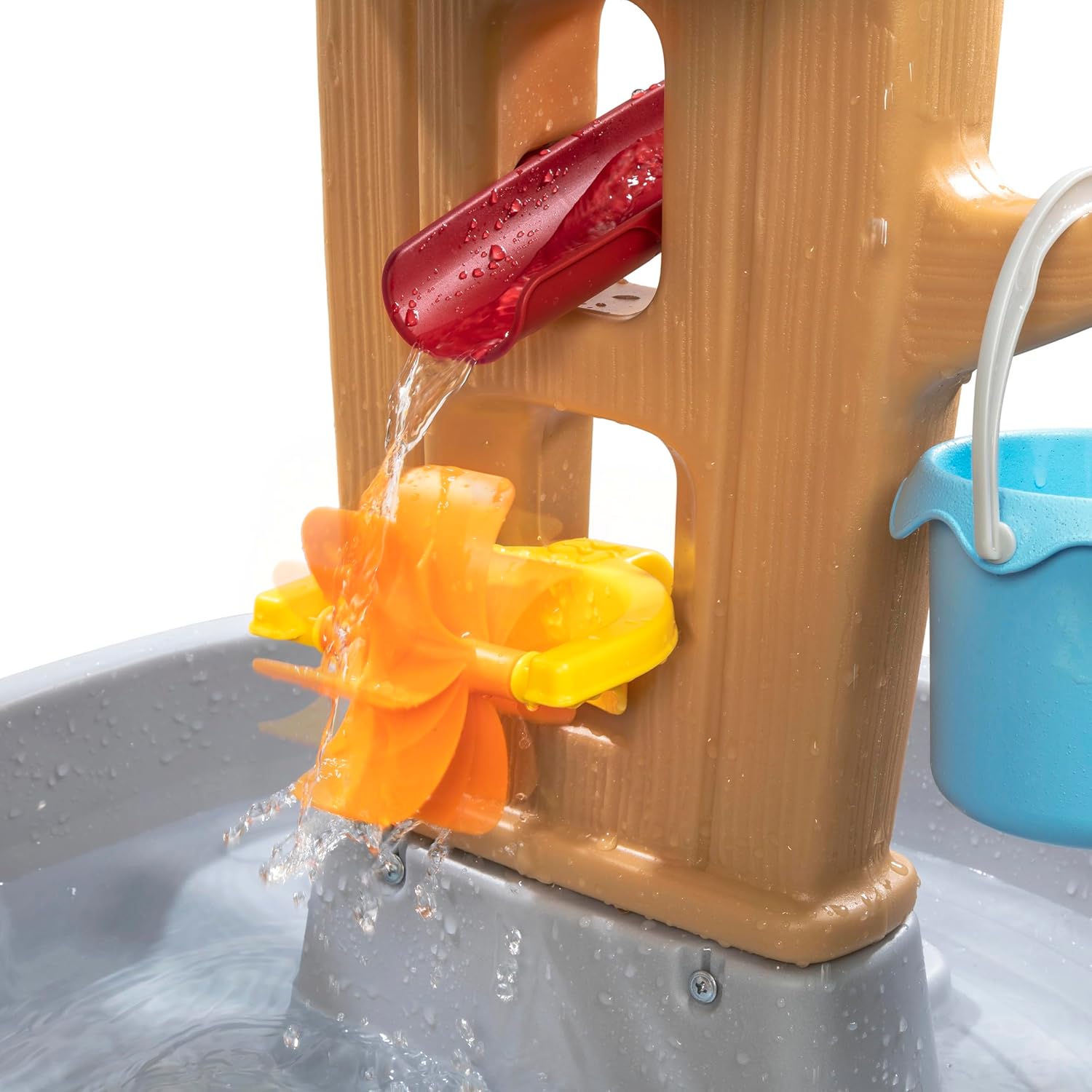 Step2 Rain Showers Splash Tub Wasserspieltisch | Großer Wassertisch mit 13-teiligem Zubehörset | Garten Wasser Spieltisch für Kinder in Grau & Braun