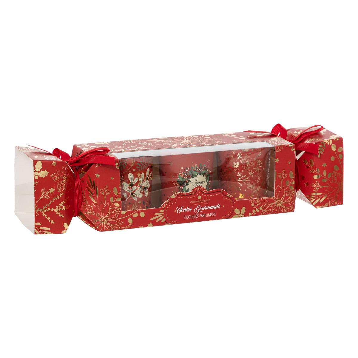 BOUGIE PARFUMEE PHOTOPHORE IMPRIME ROUGE X3 PIECES