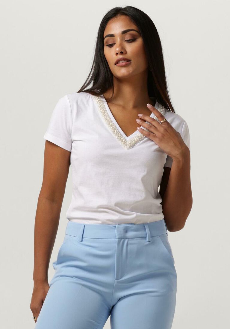 LIU JO witte liu jo t-shirt jersey jewel neck t-shirt