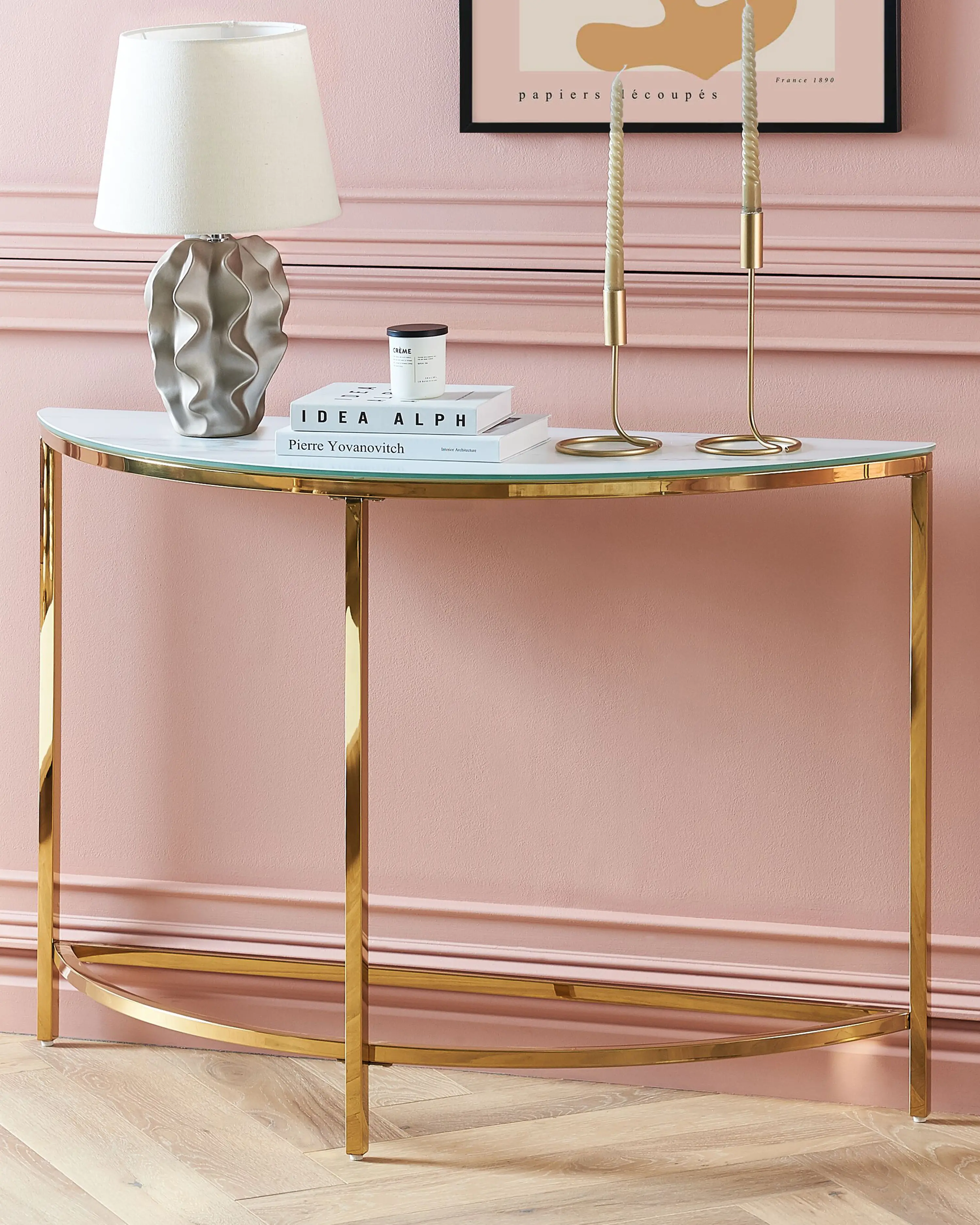 Sidetable ORITA Veiligheidsglas Wit marmer