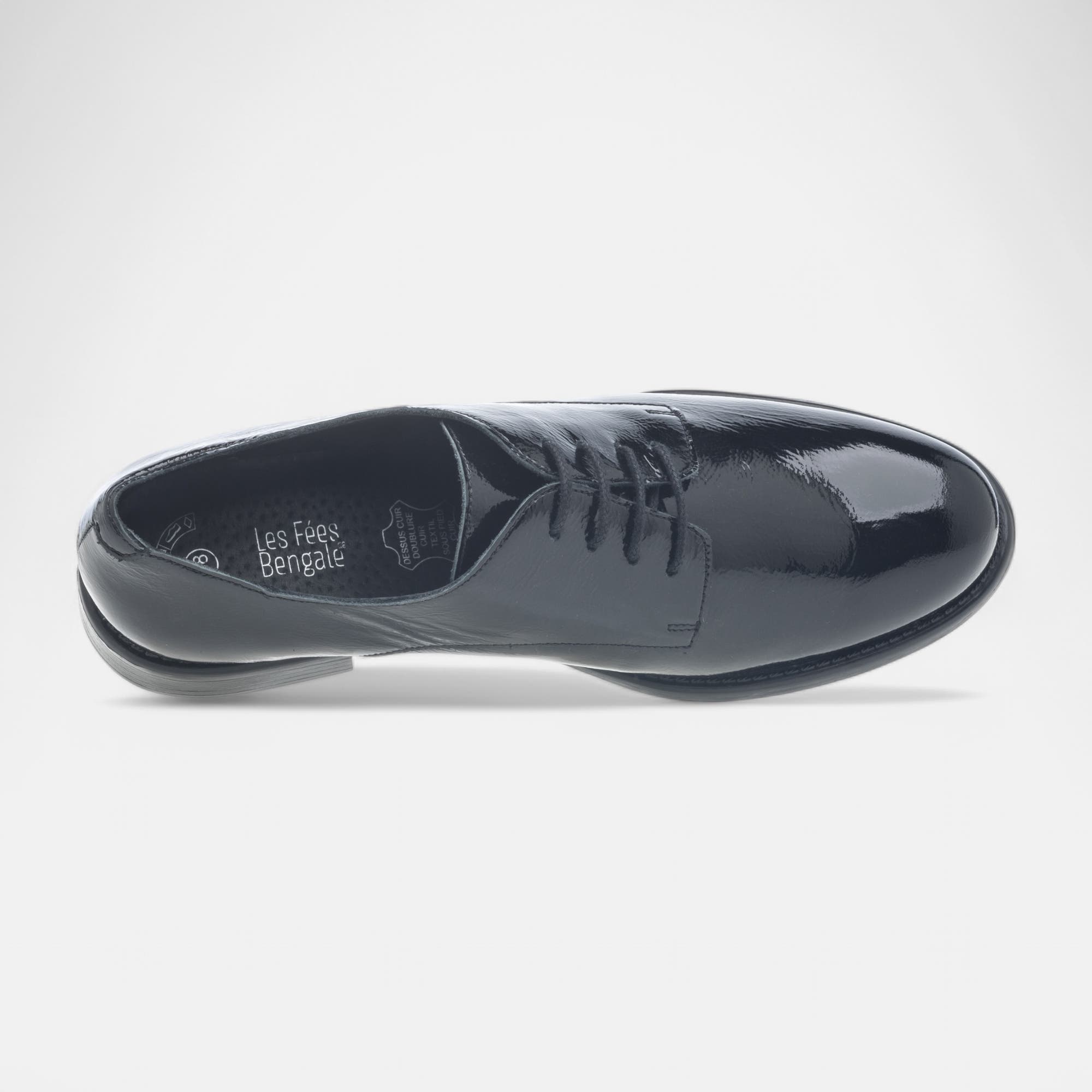 Derbies Femme en cuir noir vernis