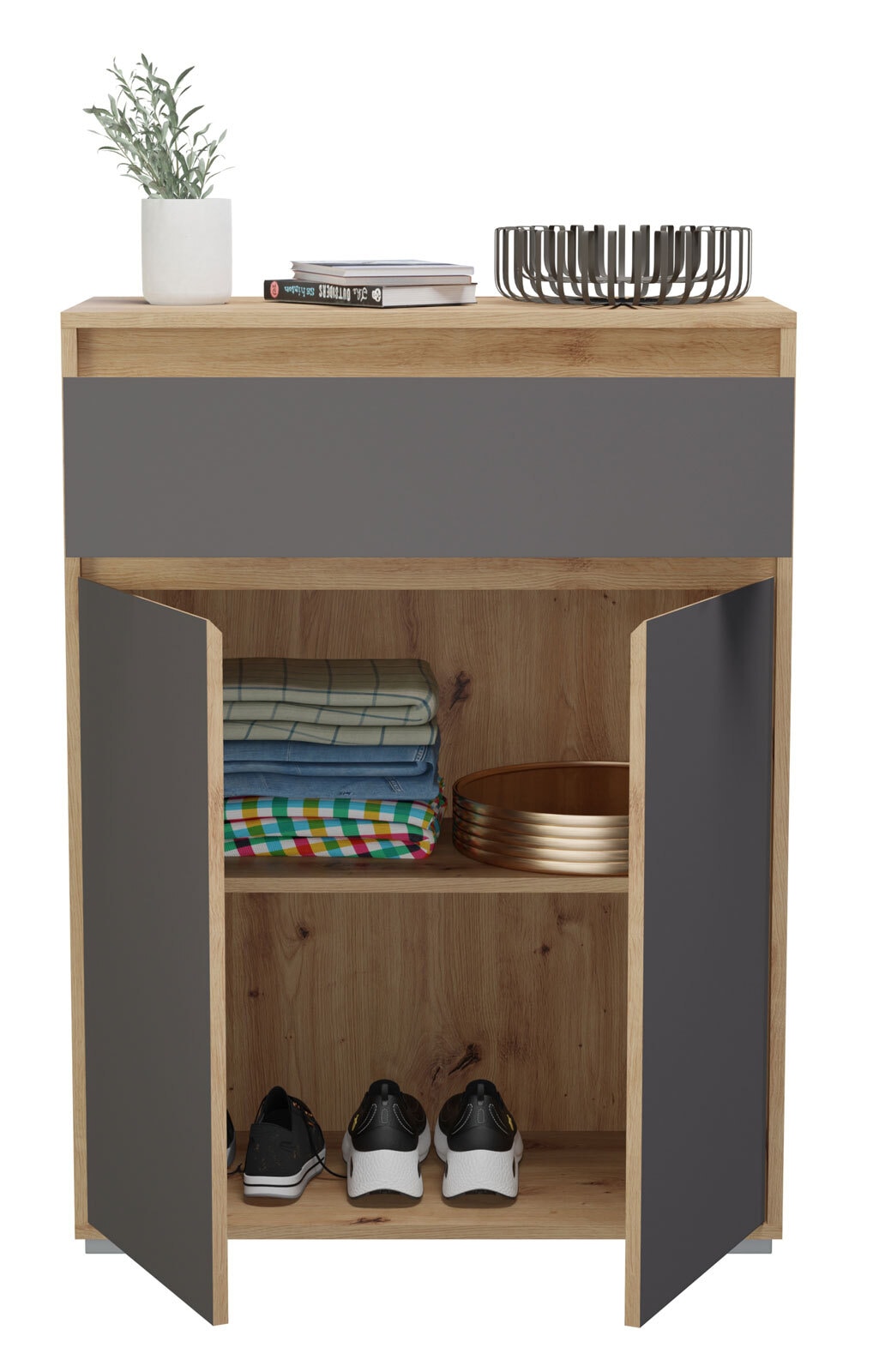 Schuhschrank Torino 76x102x35 cm Eiche/grau
