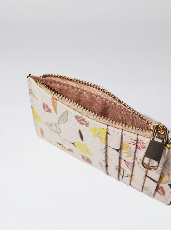 Tarjetero Estampado Floral - Bege
