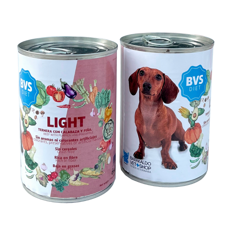 Ração úmida Diet Light Grain Free para cães, sabor carne com abóbora e abacaxi, da Barakaldo Vet Shop.