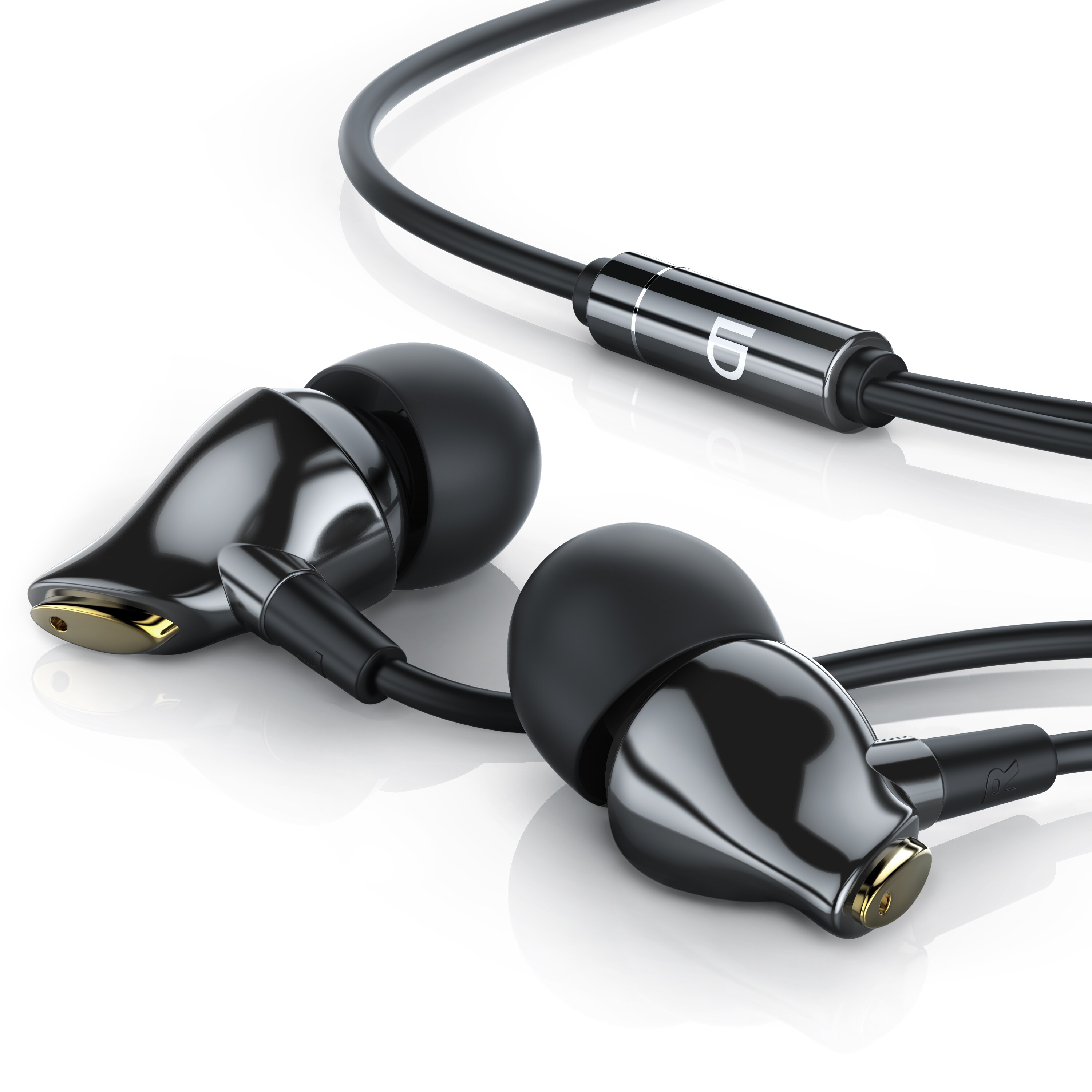 LIAM&DAAN In-Ear-Kopfhörer, High End Ceramic InEar 8mm Treiber / Aramid Kabel / Knickschutz, gold/schwarz