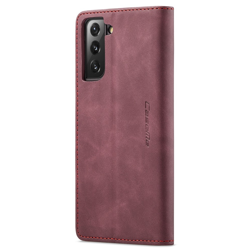 Samsung Galaxy S21 FE 5G Leder Tasche Flip Wallet Etui mit Kartenfächern - Dunkelrot