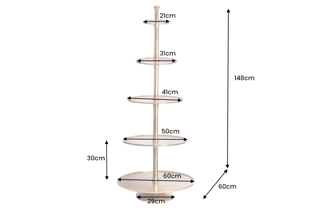 Design XXL Etagere ABSTRACT 150cm gold Metall mit fünf Etagen handmade
