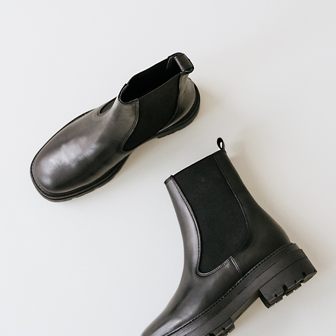 Bottines à plateformes  en cuir noir