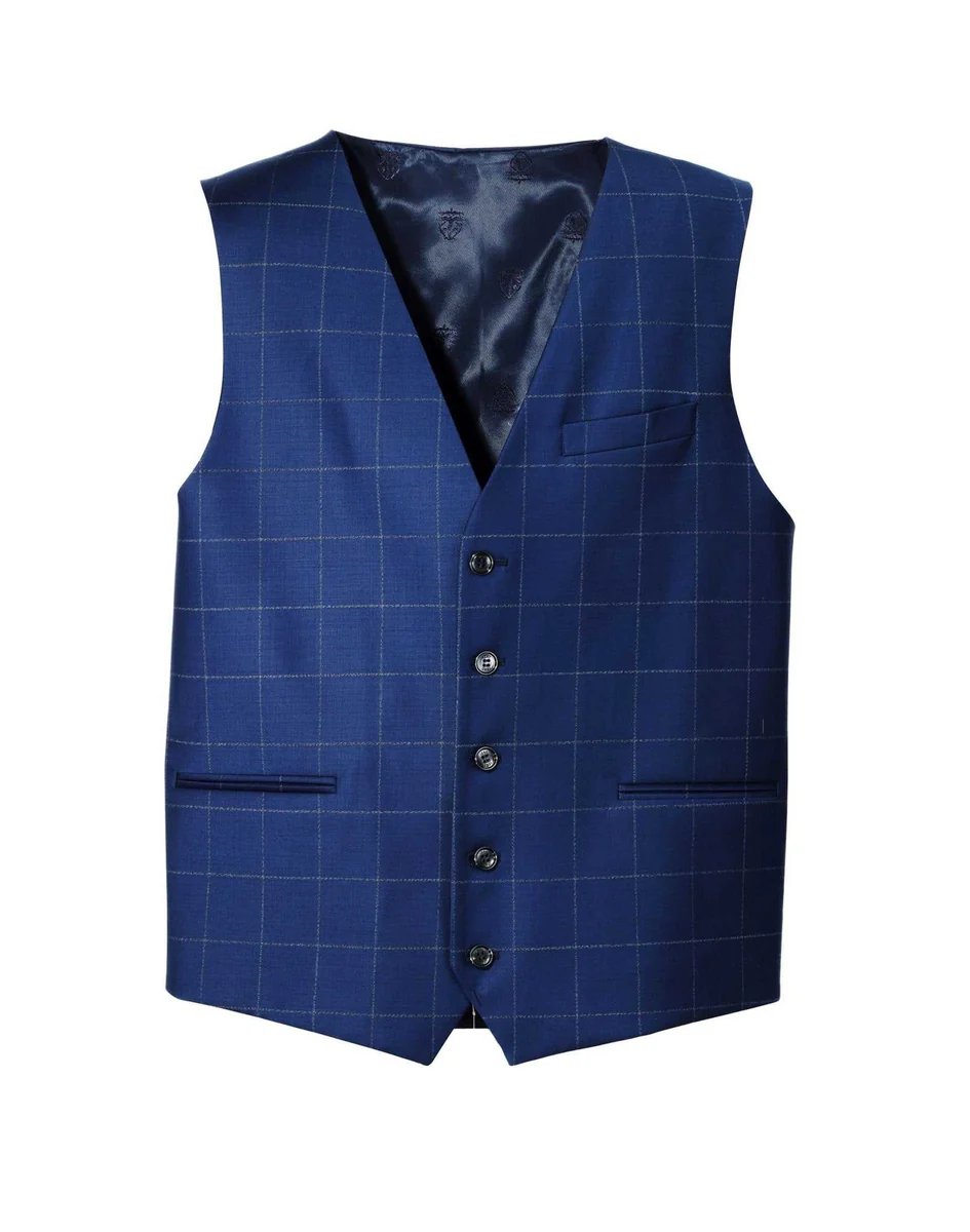 Gilet carreaux-fenêtre bleu 