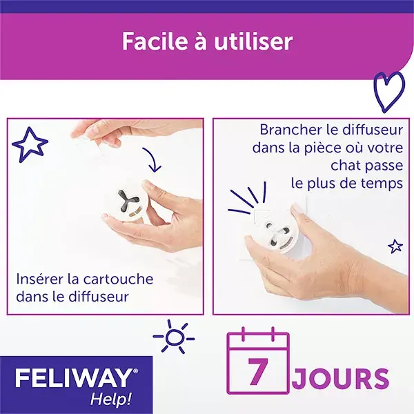 Feliway Help! Eco Pack com 3 cartuchos Antiestresse para gatos, uso ocasional 3 vezes por semana