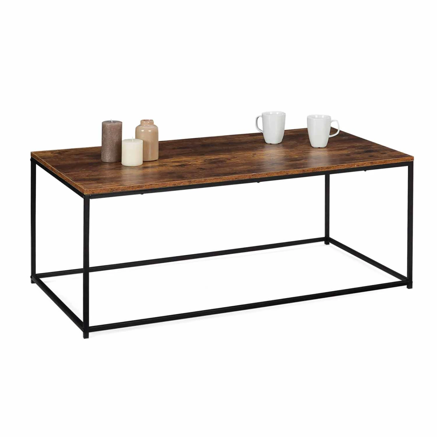 Table basse rectangulaire DAYTON 113 cm effet vieilli design industriel