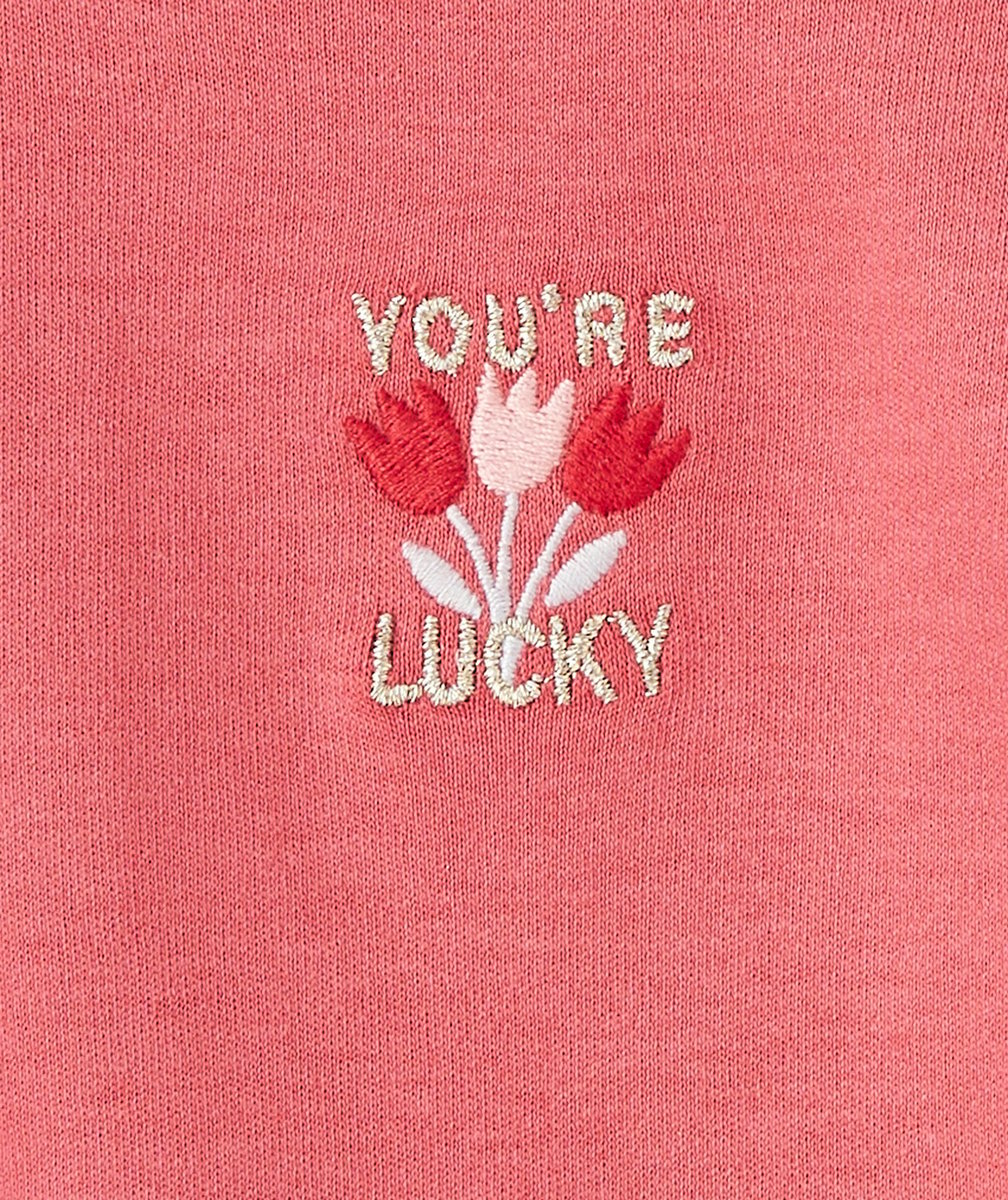 T-SHIRT ROSE À MANCHES LONGUES FILLE AVEC BRODERIE PAILLETTÉE