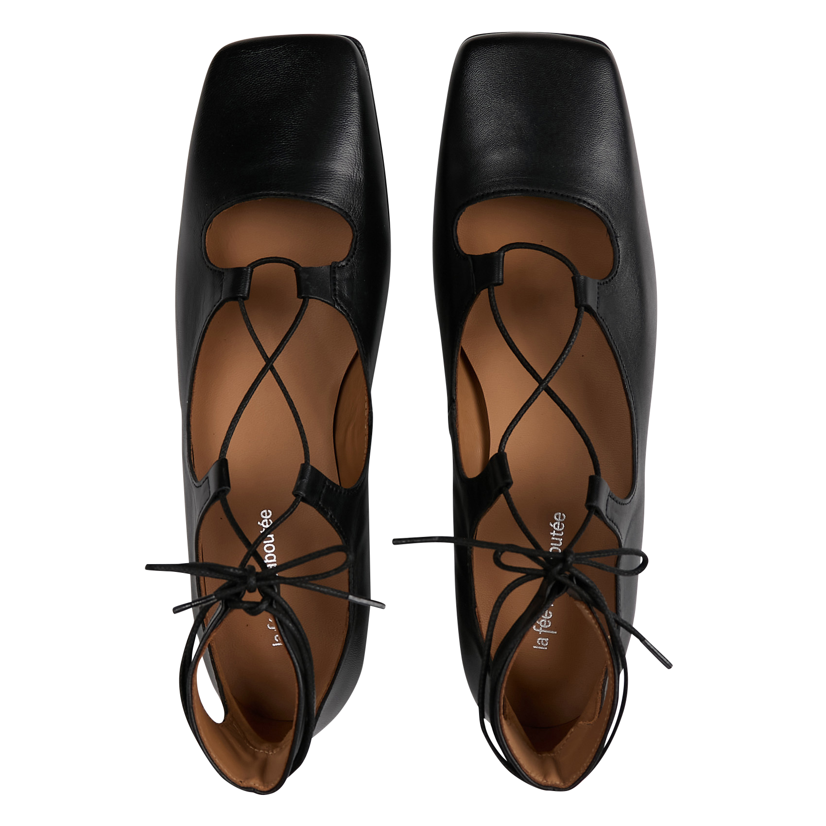 Ballerines en cuir mélangé | Noir