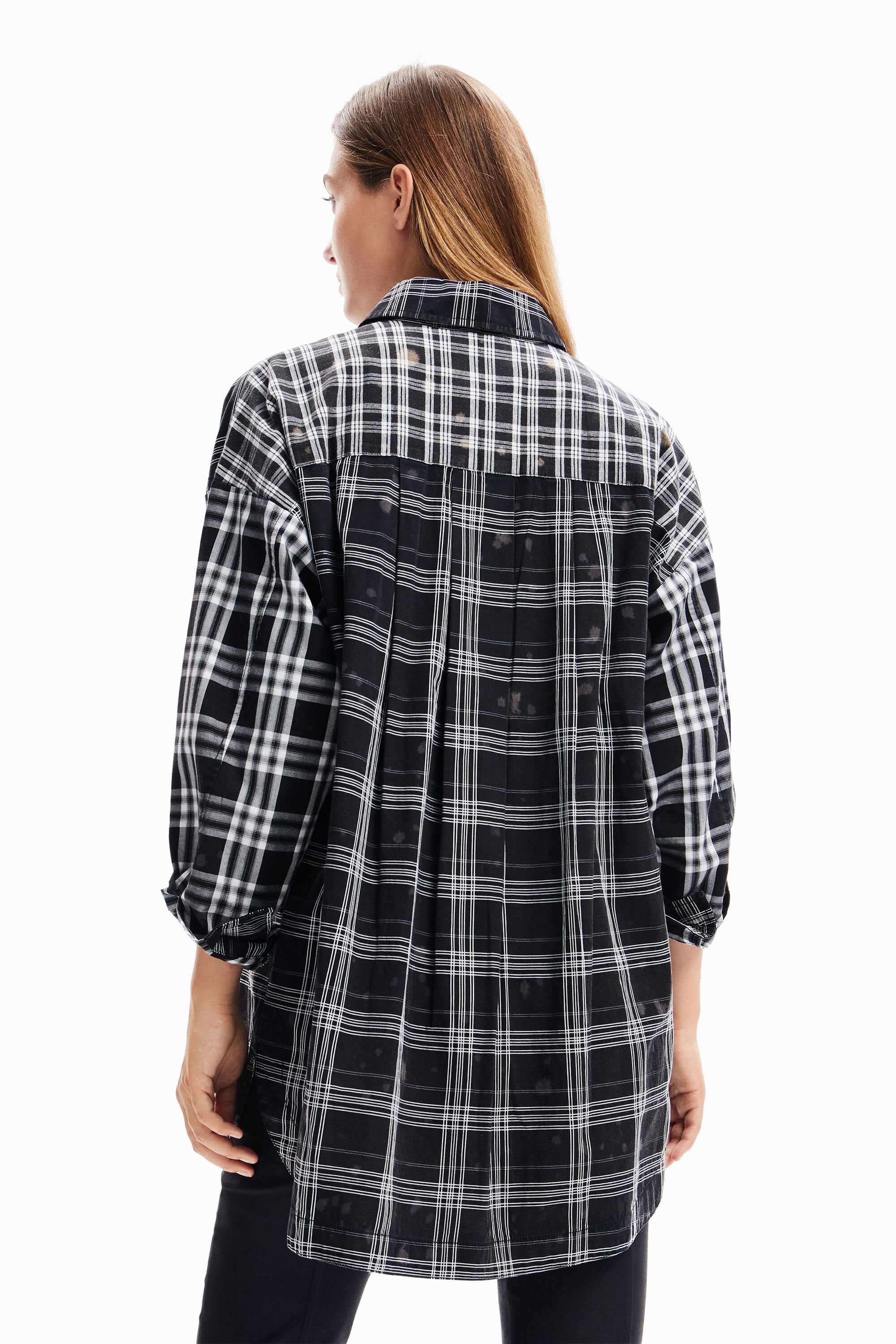 Chemise oversize patchwork carreaux