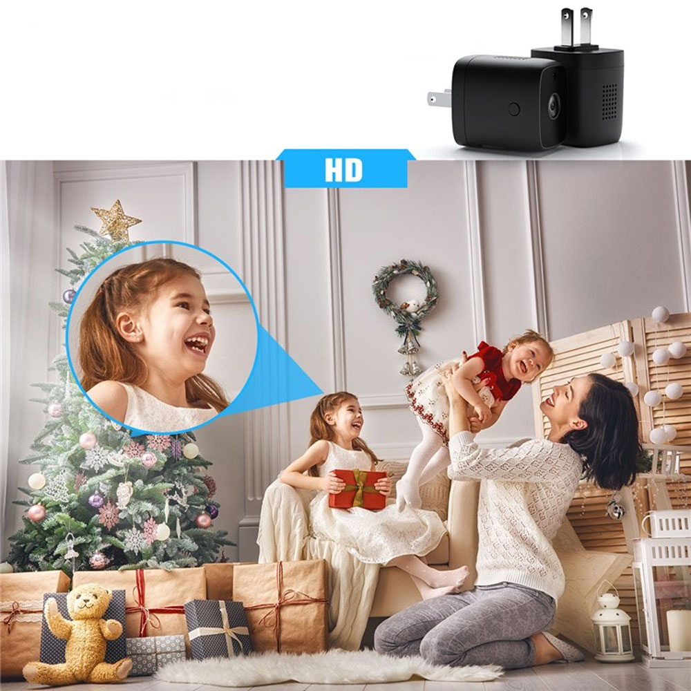 Netzteil mit integrierter Mini WiFi IP Kamera Full HD 1080p   Nachtsichtfunktion / Micro SD Kartenslot (iOS/Android) - Schwarz