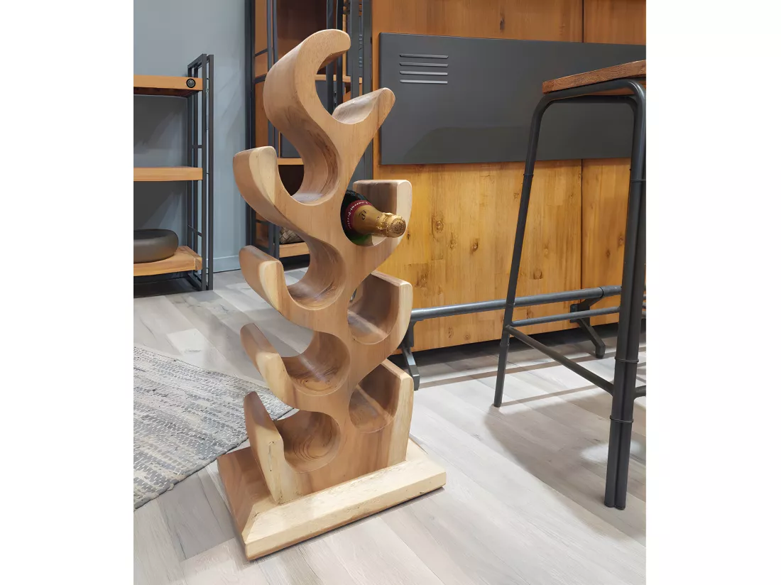 Porte bouteille en bois de suar H.77 cm 8 espaces de stockage - WINE