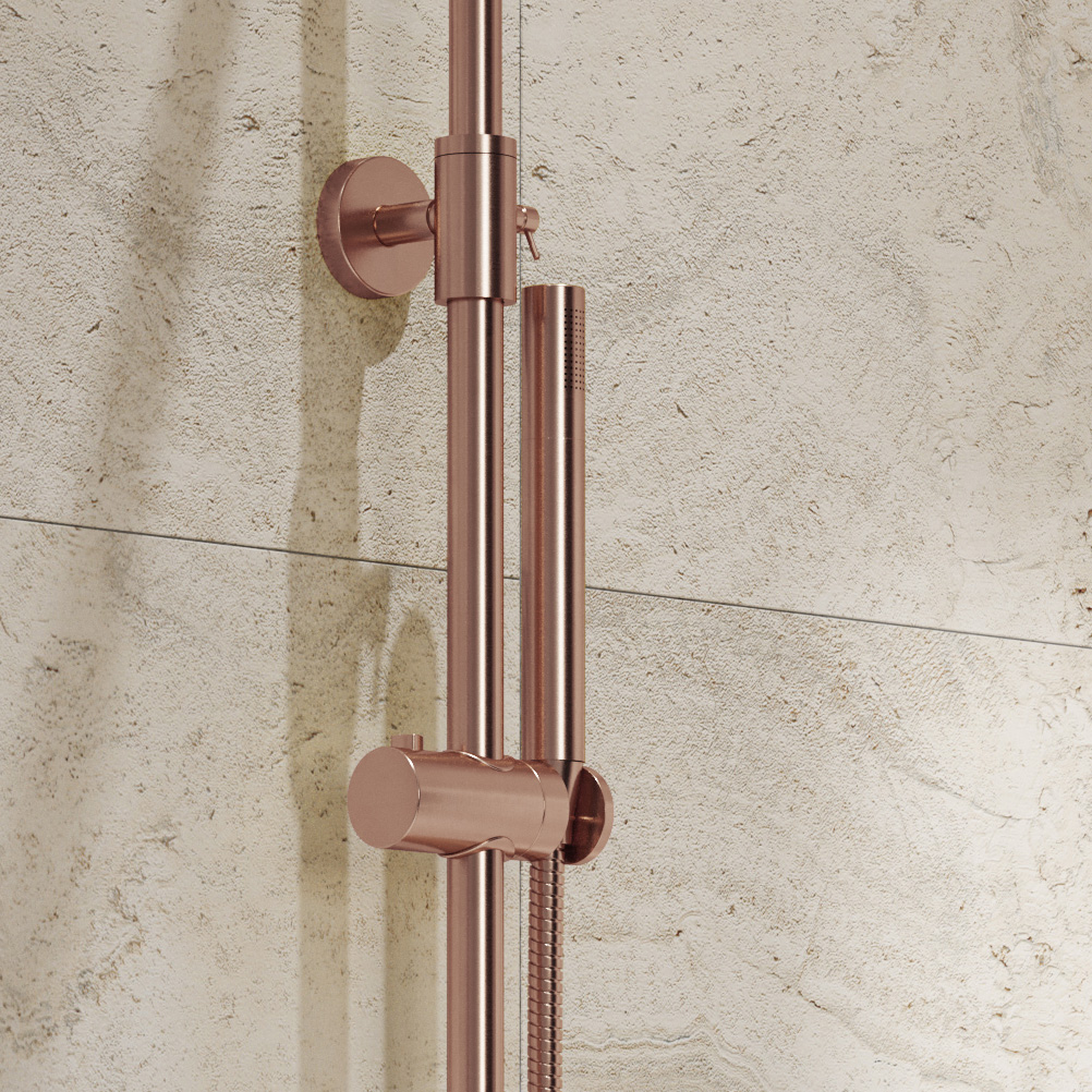 Saniclear Copper Curved opbouw regendouche geborsteld koper met 20cm hoofddouche