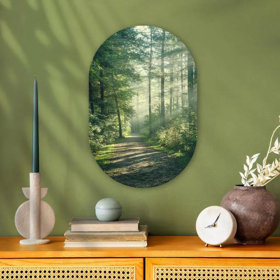 MuchoWow Wand decoratie 40x60cm Bos Pad Zon Bomen Groen