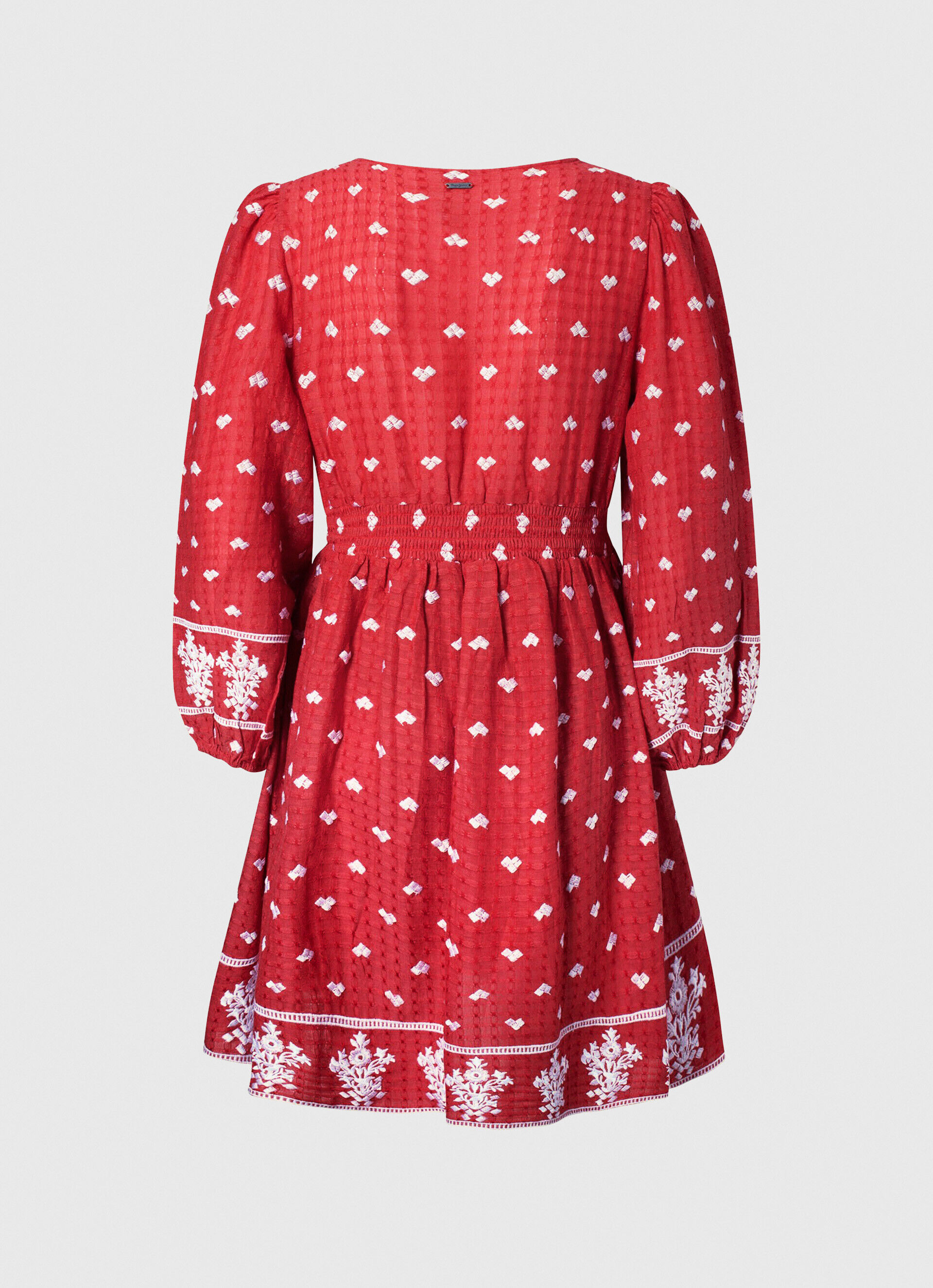 VESTIDO COM DETALHES BORDADOS - vermelho estúdio