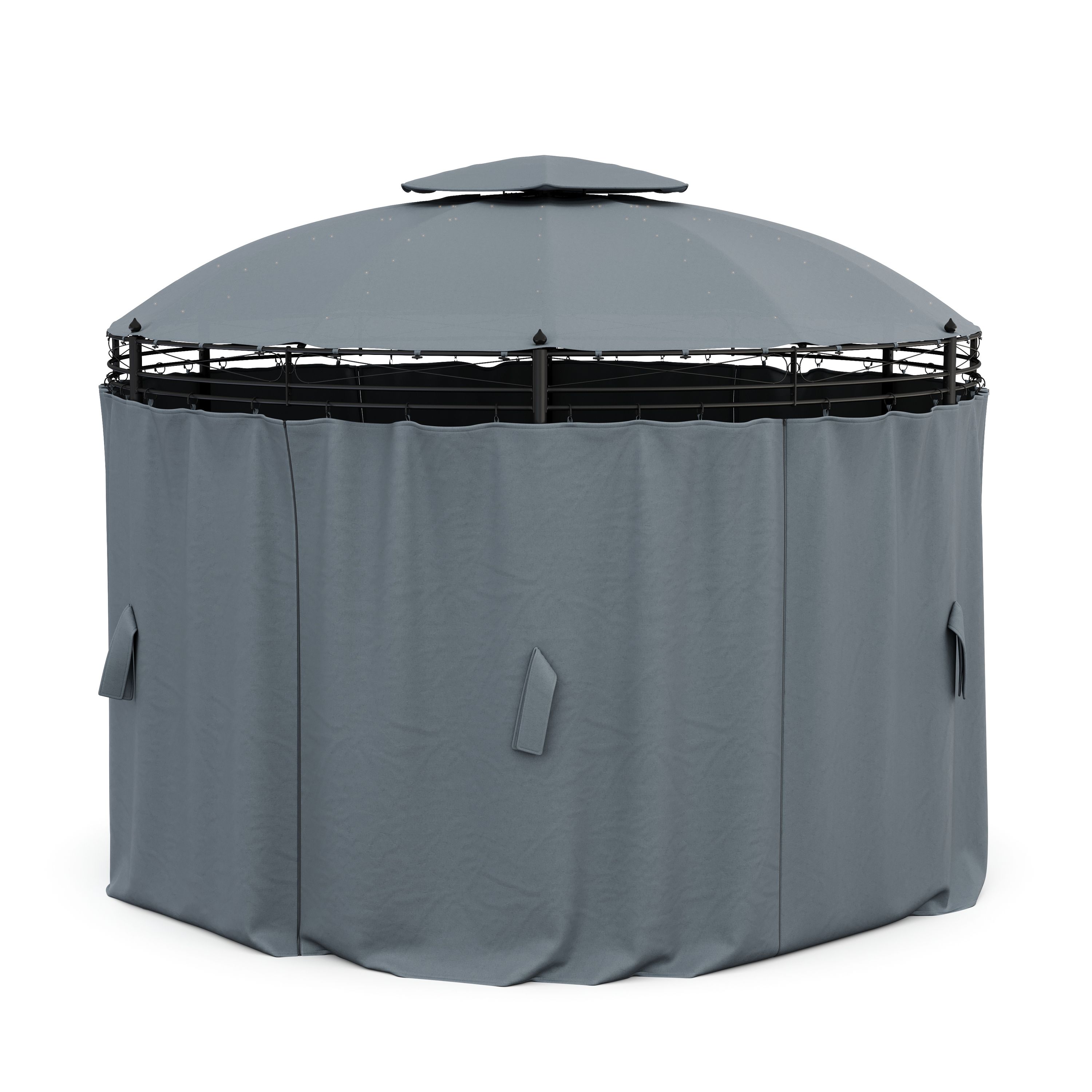Gartenpavillon LED ROYAL 3.5 m rund grau