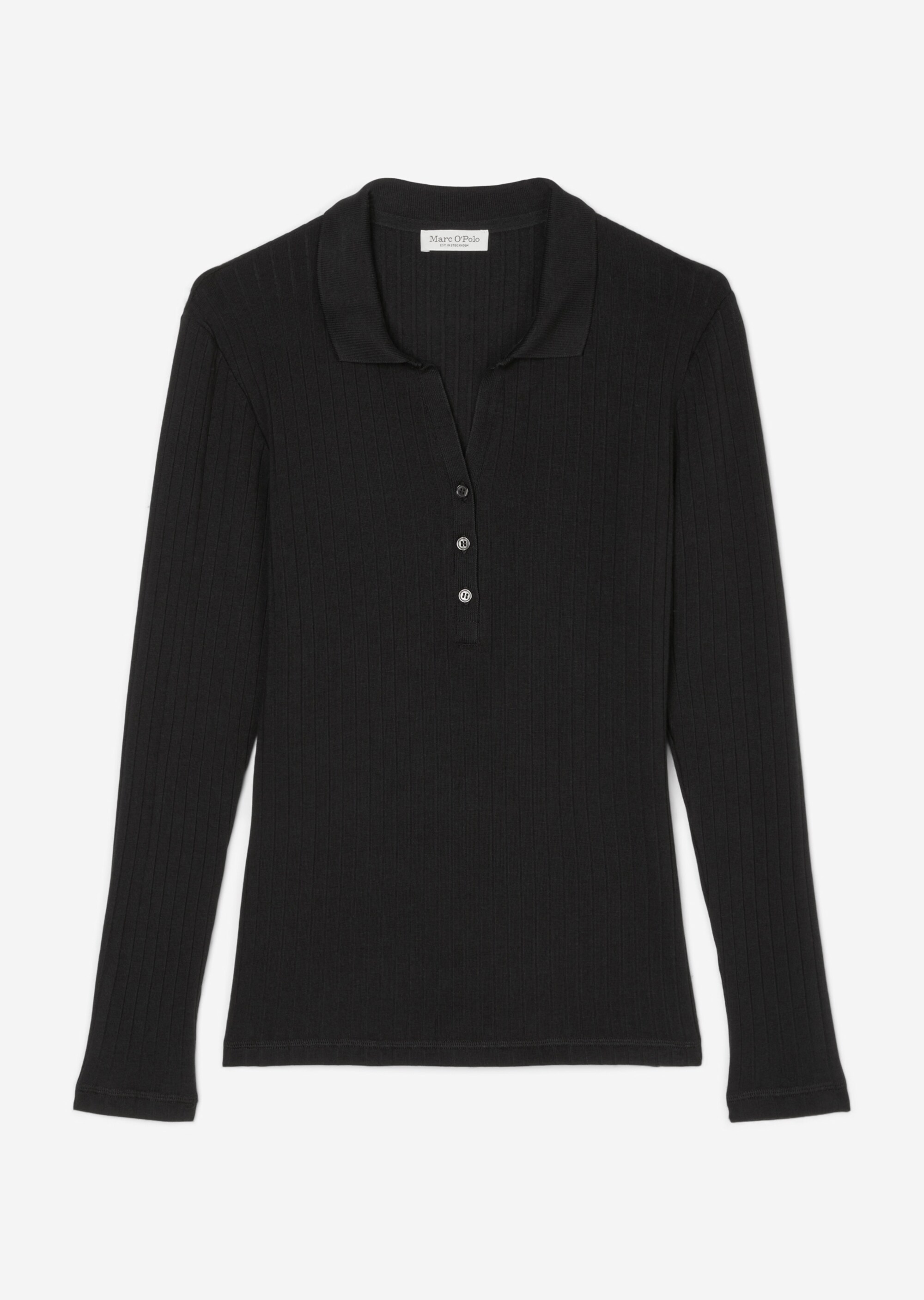 Longsleeve-Poloshirt regularaus softem Rippjersey