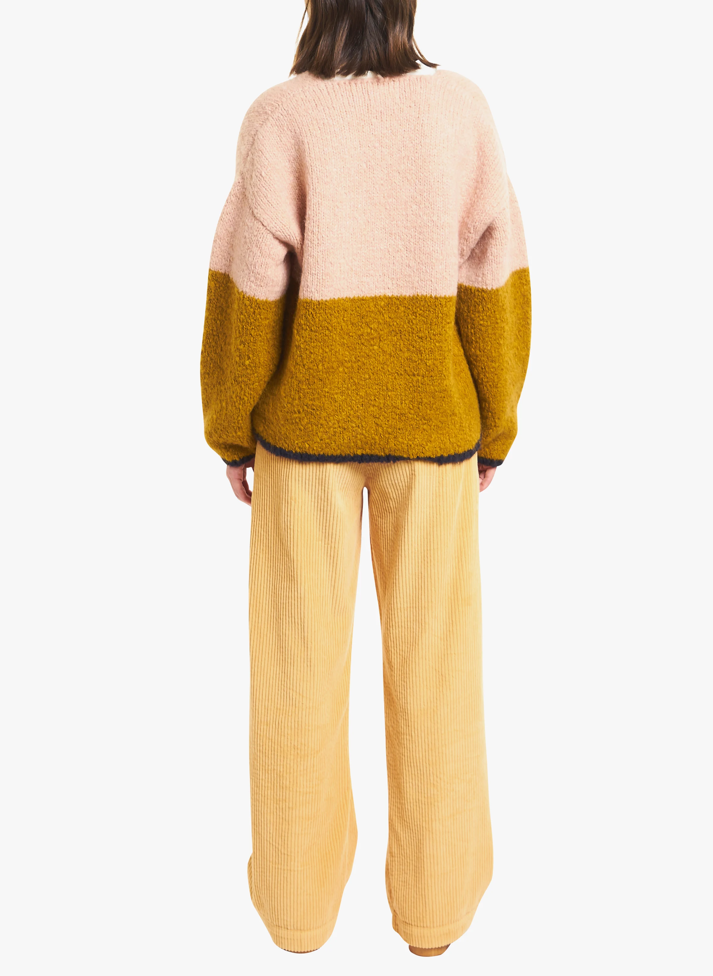 Pull col V en maille épaisse | Multicolore