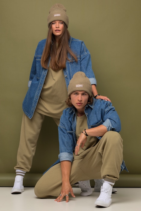 Oversized-Jeanshemd, Hemdkragen, Langarm, Unisex