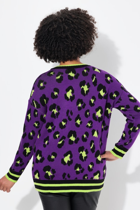 Pullover, Boxy Fit, Leomuster, Langarm
