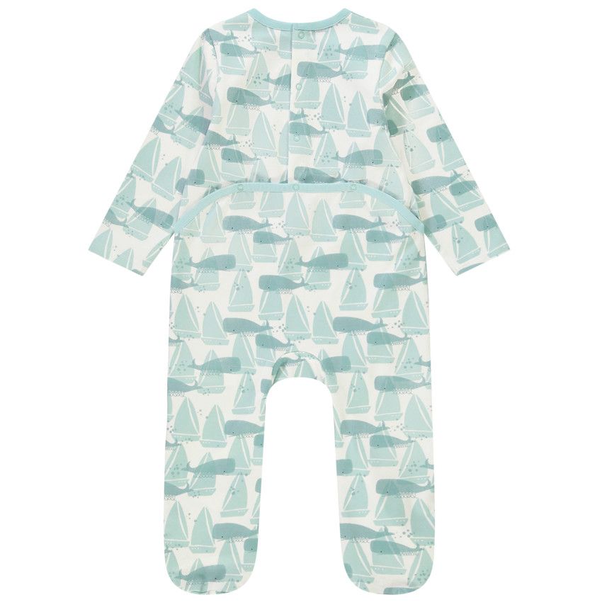Lot de 2 dors-bien en jersey imprimé baleines pour bébé garçon - Bleu