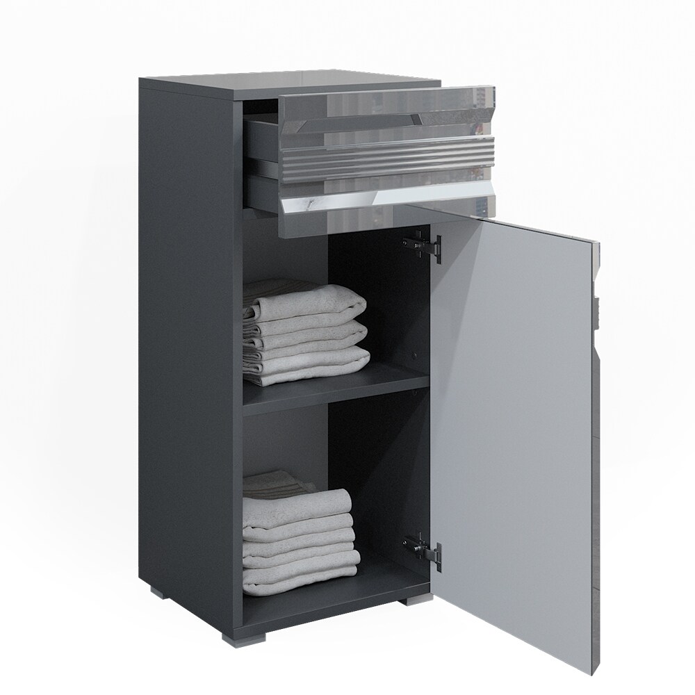 VICCO Badschrank FREDDY anthrazit hochglanz Badezimmer Badregal Midischrank