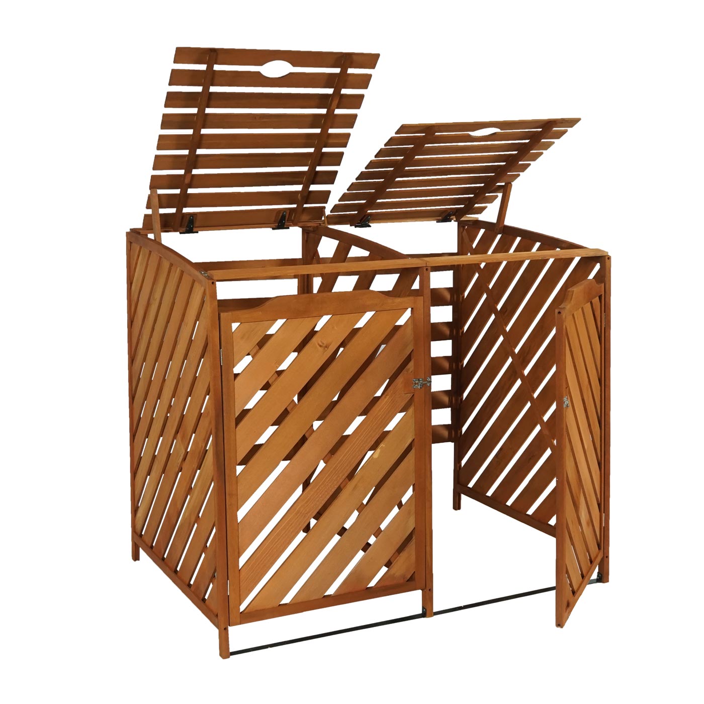 XL 2er-/4er-Mülltonnenverkleidung MCW-J44, Mülltonnenbox, erweiterbar 121x133x98cm Holz MVG-zertifiziert ~ braun