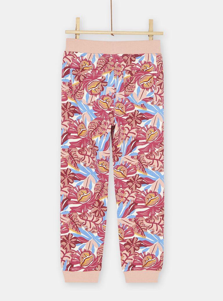 Jogging rose et bleu à imprimé fleuri fille
