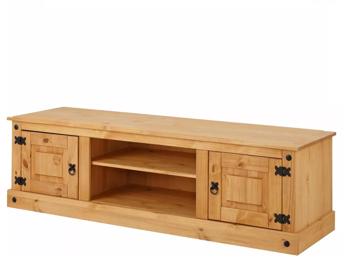 Meuble TV avec 2 portes et 1 étagère en pin