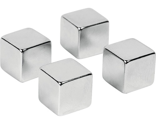 Decoratieve magneten Magic Cube set van 4 zilver