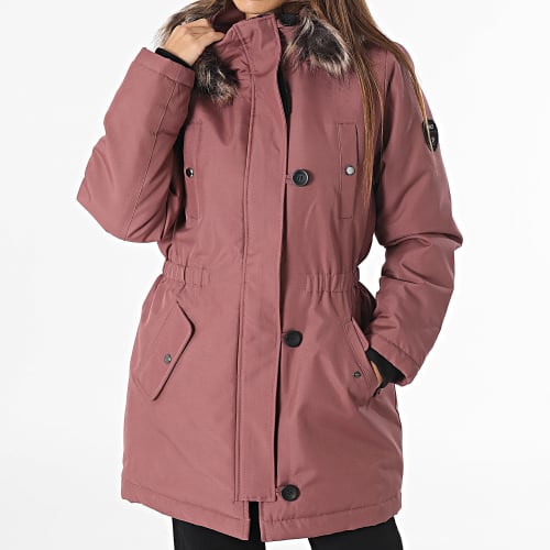 Parka Capuche Fourrure Femme Iris Rose Foncé