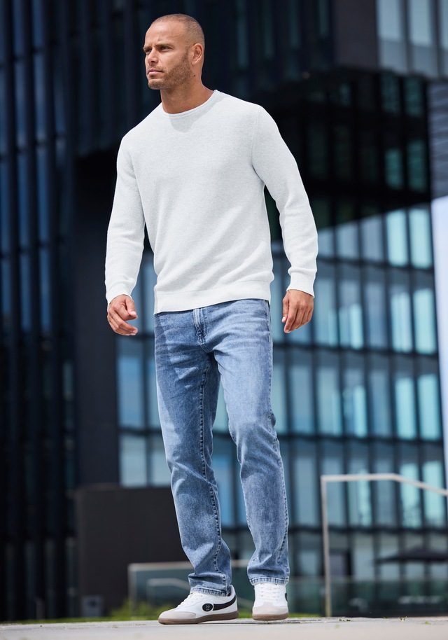 AUTHENTIC LE JOGGER Strickpullover mit Double-Layer Optik, Pullover aus reiner Baumwolle