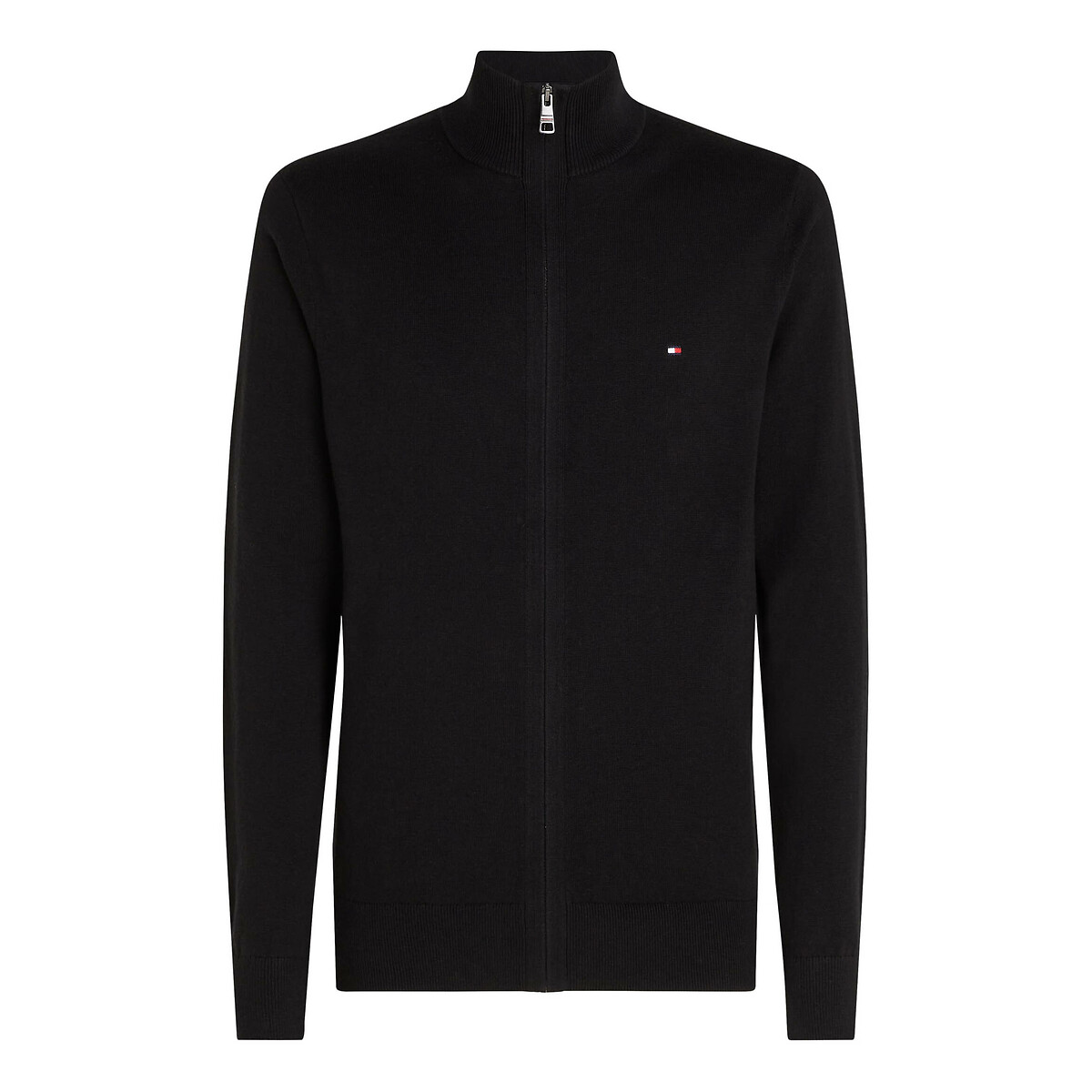 TOMMY HILFIGER<br>Cardigã com zíper e gola alta em algodão e cashmere