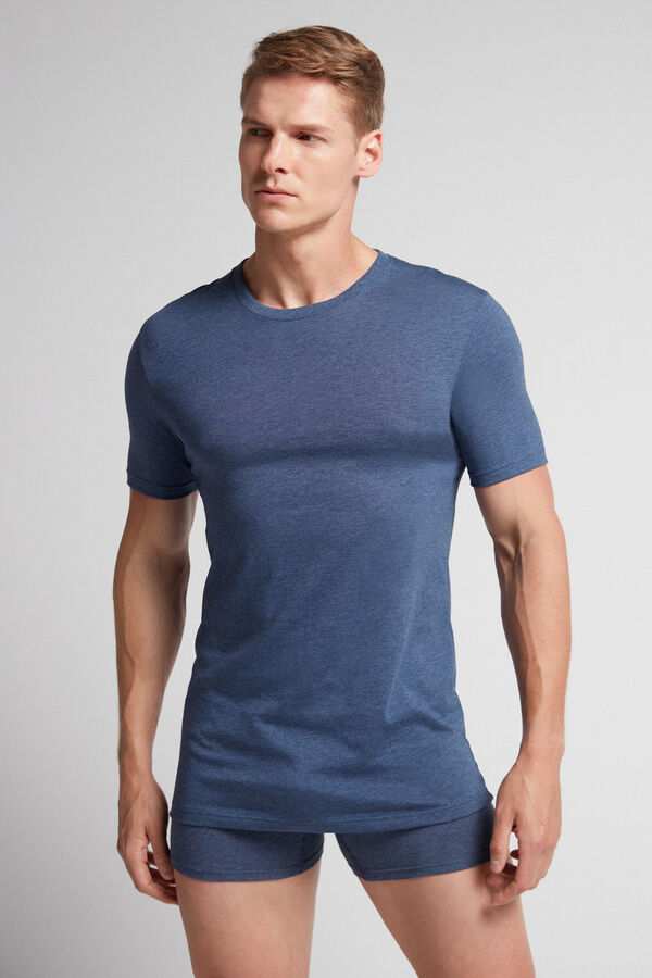 Camiseta de manga curta e gola redonda em algodão Supima®