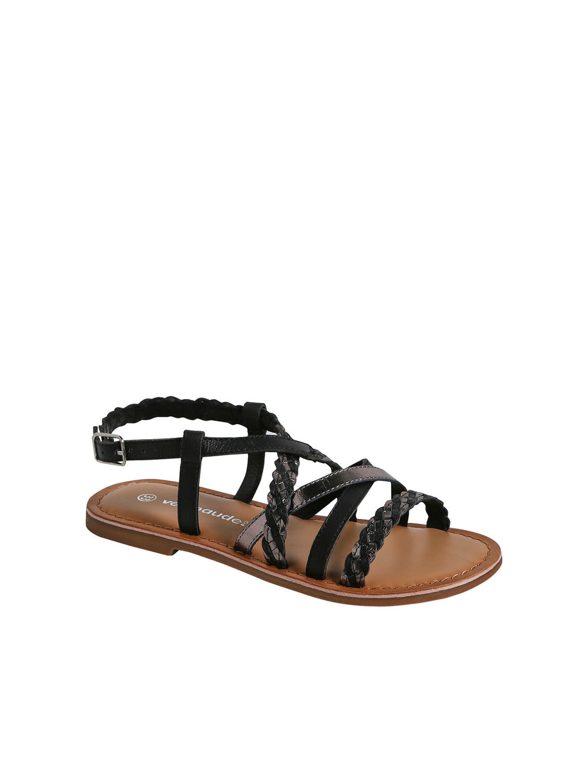 Vertbaudet Geflochtene Mädchen Leder-Sandalen set schwarz