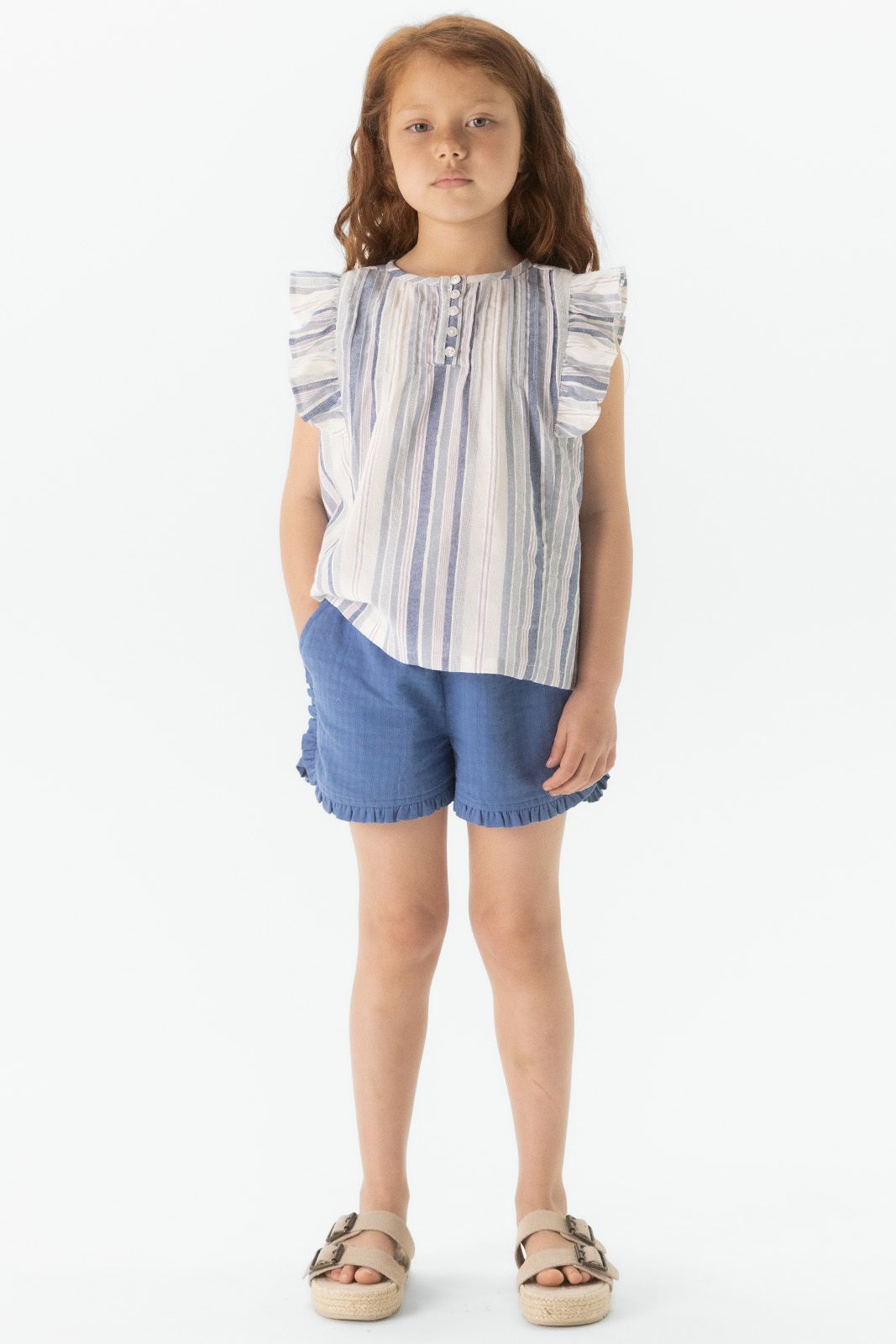 Multicolour gestreepte mouwloze blouse