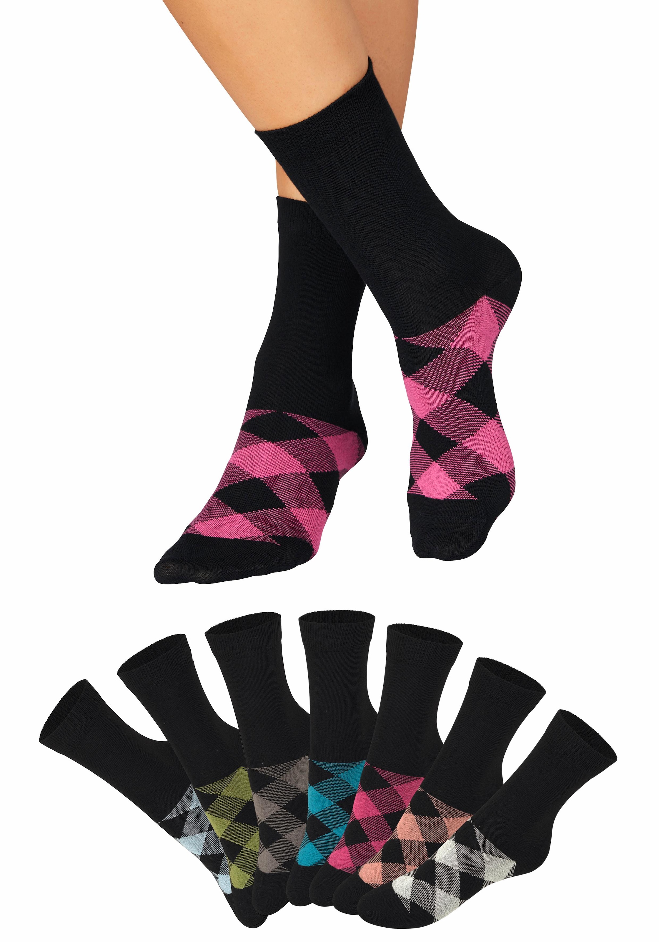 H.I.S Socken Packung, 7 Stk. tlg. in angesagtem Rhombenmuster