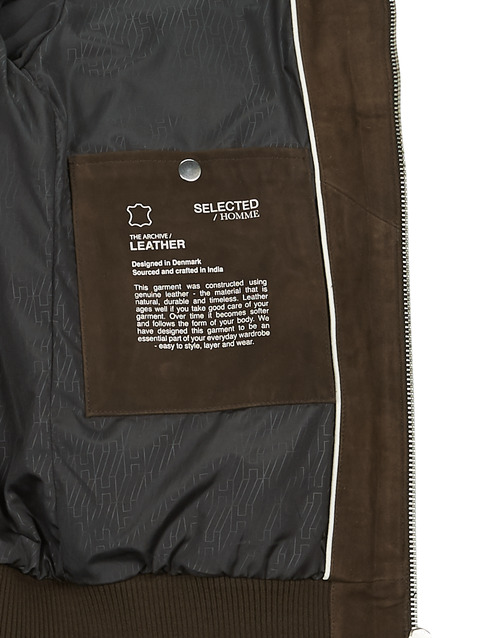 Selected - SLHARCHIVE BOMBER SUEDE JKT NOOS - Marron